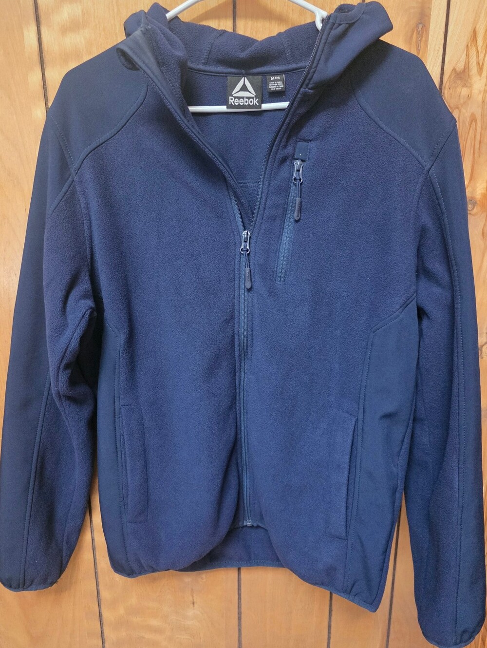 Reebok Women's Medium Navy Blue Full Zip Fleece Hoodie Jacket Activewear